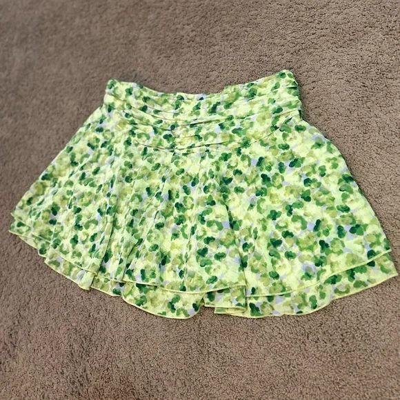 Aerie Green Floral Front Tie Mini Skirt Y2K Summer Size Large NWT - Picture 7 of 8